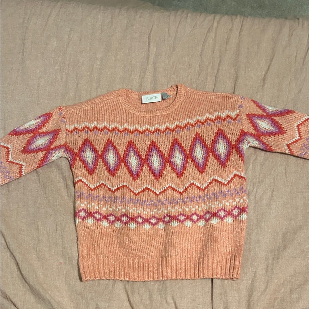 The Children's Place Peach and Pink Patterned Sweater